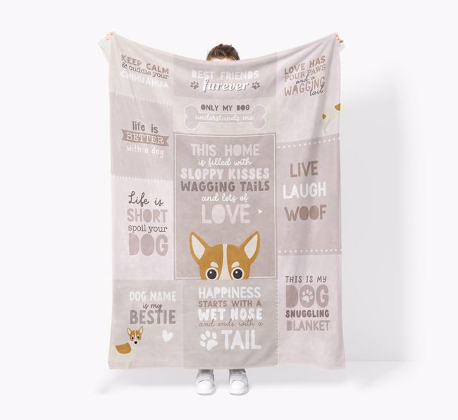 Patchwork Quotes: Personalized {breedFullName} Premium Sherpa Fleece Blanket